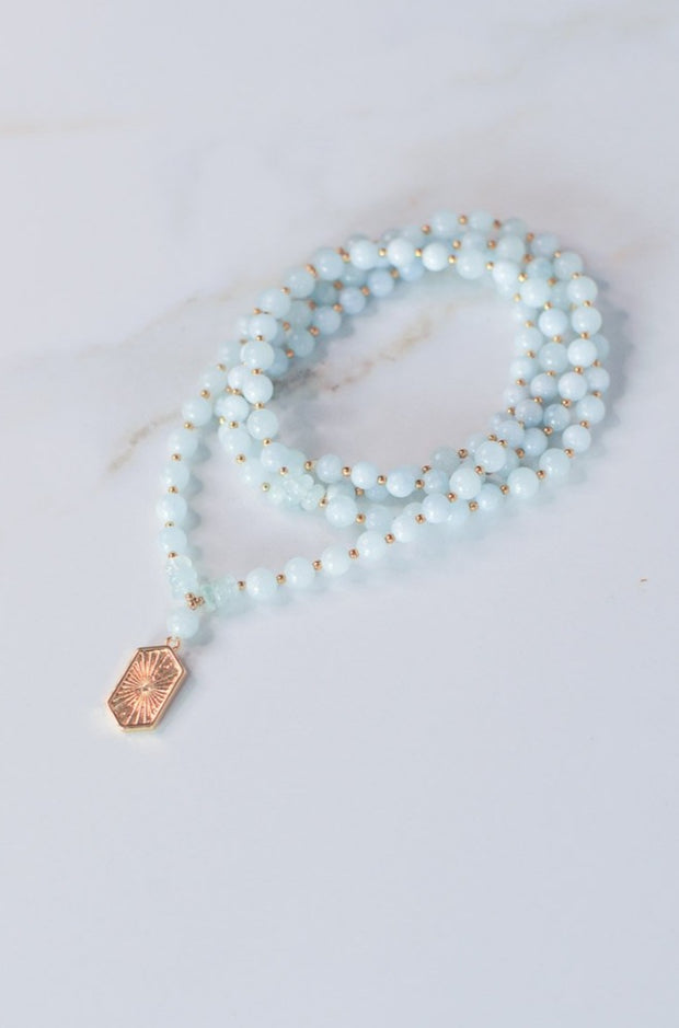 Aquamarine Mala Beads - Gemstone Version